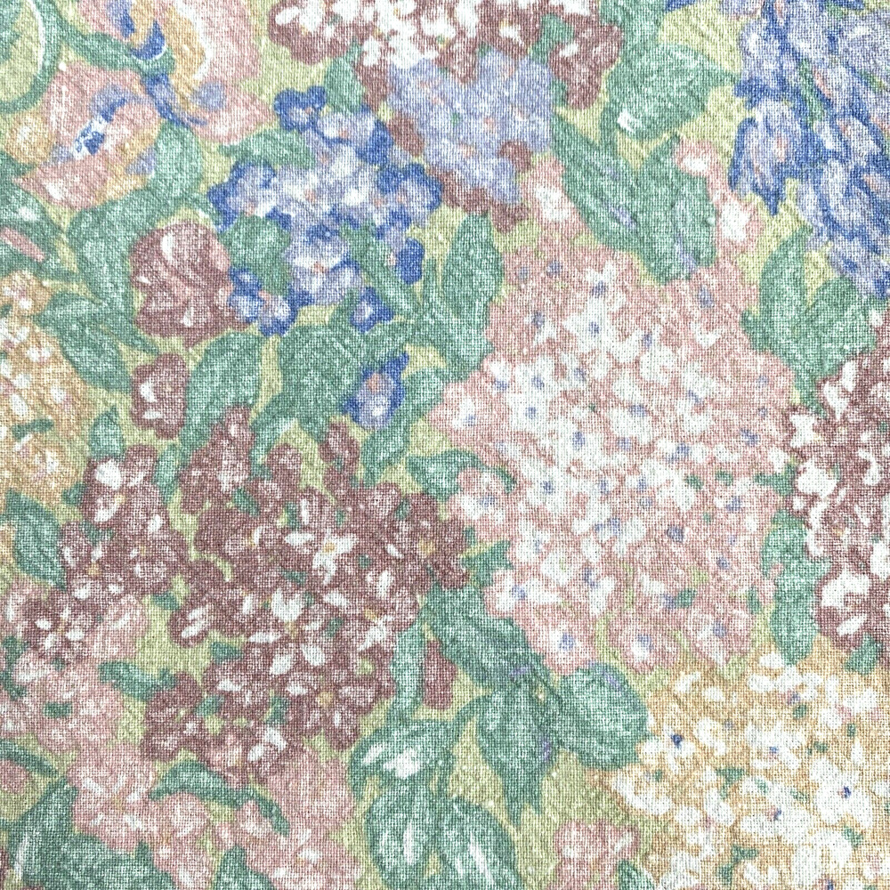 Printed cotton cloth napkins set of 6 floral watercolor green blue pink 80's